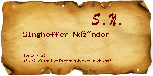 Singhoffer Nándor névjegykártya